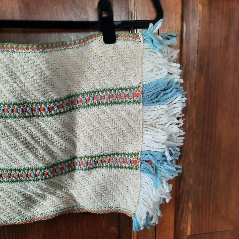 Vintage Southwestern Boho Woven Knit Fringe Striped Dinner Placemats Set Of 4